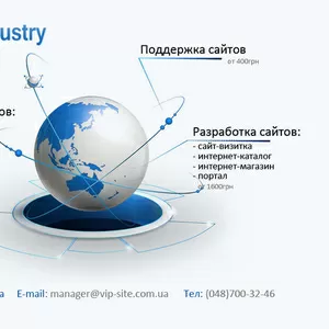 Разработка,  продвижение и поддержка сайта.