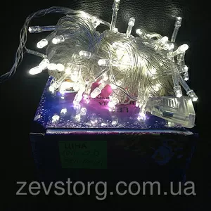 Гирлянда новогодняя светодиодная 100Led белая