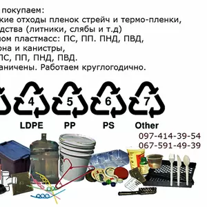 Дорого закупаем дробленный полимеры: ПС,  ПП,  ПНД,  ПВД