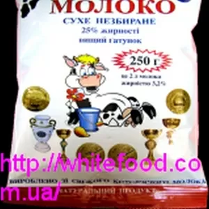 Сухое молоко цельное 25%,  25 кг